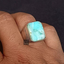 Natural Larimar Ring, Solid 925 Sterling Silver, Heavy Silver Ring - £90.91 GBP