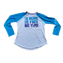 Disney Frozen 2 Shirt Girls Large 11/13 Blue White Long Sleeve Be Brave Be Free - £5.03 GBP