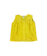 Women’s Blassport Bill Blass 100% Silk Yellow Button Up Sleeveless Blous... - $23.45 CAD