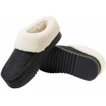 DEARFOAMS Slippers Womans 9-10 House Faux Fur Shoes Indoor Outdoor Leisure Black - £18.64 GBP