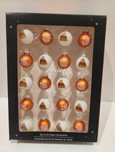 Halloween MINI Candy Corn TRICK OR TREAT Glass Ornaments 1&quot; Orange Set o... - £22.67 GBP