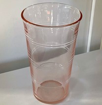 Vintage Pink Tumbler Drinking Juice Glass Ribbed 4 3/4  Inches - £21.13 GBP