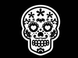 Sugar Skull w/ Star Vinyl Decal Car Window Wall Sticker Choose Size Color - £2.21 GBP+