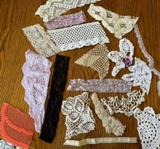 Vintage Lace Doily Trim Pieces Slow Stitch Junk Journal Scrapbooking ￼ - $7.43