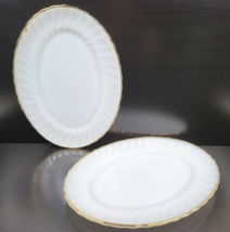 2 Anchor Hocking Swirl Golden Shell Lustre 13&quot; Oval Platters Set Vintage... - £39.18 GBP