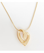 Vintage Monet Enamel Cream Pendant Heart Necklace in Gold Tone Metal wit... - £15.91 GBP