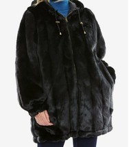 Women&#39;s Winter Black reversible wash Fur hooded coat rain jacket plus fi... - £152.23 GBP