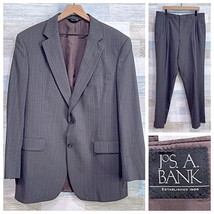 Jos A Bank Wool 2 Piece Suit Taupe Brown Mens 43L Jacket 37L Pleated Pants - £87.64 GBP