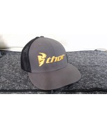 VTG Thor Racing Charcoal Gray Yellow Trucker Snapback Hat One Size Fits All - $27.10 CAD