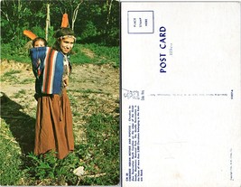 North Carolina Cherokee Native American Mother &amp; Papoose Vintage Postcard - £7.53 GBP
