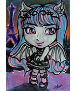 Monster High Rochelle Goyle Gargoyle Original Sketch Card Drawing ACEO P... - £19.90 GBP