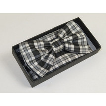 Men Bow Tie Hankie Set Formal Event For Tuxedo or Business Suit #BT6 Black Gray image 3
