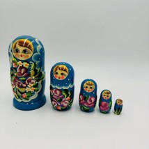 Matryoshka Nesting Dolls Vintage 5 Pieces 6&quot;H Wooden Hand Painted Ukrainian - £38.77 GBP