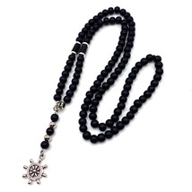 New Fashion Arrow Men Necklace Vintage Stainless Steel Strand Natural Black Bead - £13.71 GBP