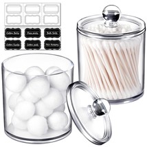 2 Pack Of 15 Oz. Qtip Dispenser Apothecary Jars Bathroom With Labels - Qtip Hold - £9.82 GBP