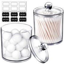 2 Pack Of 15 Oz. Qtip Dispenser Apothecary Jars Bathroom With Labels - Qtip Hold - £10.29 GBP