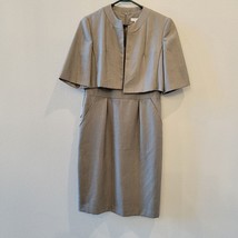 DressBarn Women Brown Jacket &amp; Crew Neck Zipper Sleeveless Sheath Dress Size 4 - £29.00 GBP