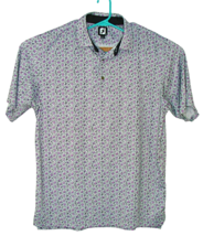 Footjoy FJ All Over Floral Print Golf Polo Shirt Purple Short Sleeve Collared Lg - £22.72 GBP