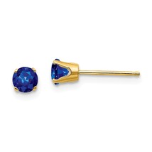 14K Gold September Sapphire Stud Earrings Jewelry 4mm x 4mm - £85.54 GBP