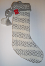 Target Wondershop Acrylic Knit Christmas Stocking Grey White Letter Initial T - £15.75 GBP