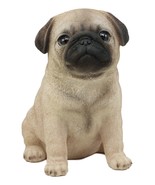 Lifelike Adorable Sitting Pug Puppy Figurine 6&quot; Tall Dog Animal Decor St... - $41.15 CAD