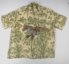 TORI RICHARD  Silk Tropical Leopard Print Hawaiian Aloha Shirt Mens 2XL Vintage - £33.96 GBP