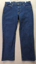 L.L. Bean Jeans Men Size 36 Dark Blue Denim Standard Fit Flat Front Stra... - $21.16