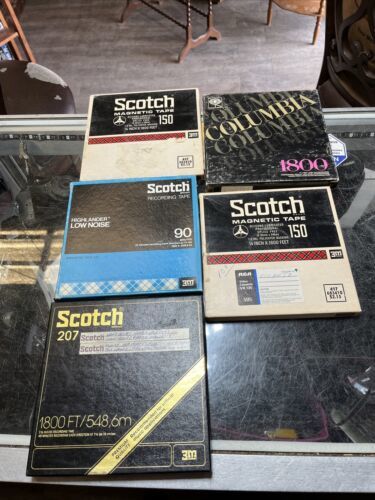5 Reel To Reel Tapes Various Brands Used Untested 7” Reels  			