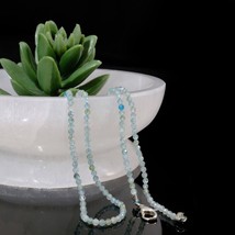 Genuine Aquamarine Women&#39;s Necklace (2mm), Christmas Gift Idea, March Birthstone - $42.08+