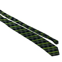 Croft &amp; Barrow Mens Green &amp; Black Plaid 100% Silk Tie - $14.60