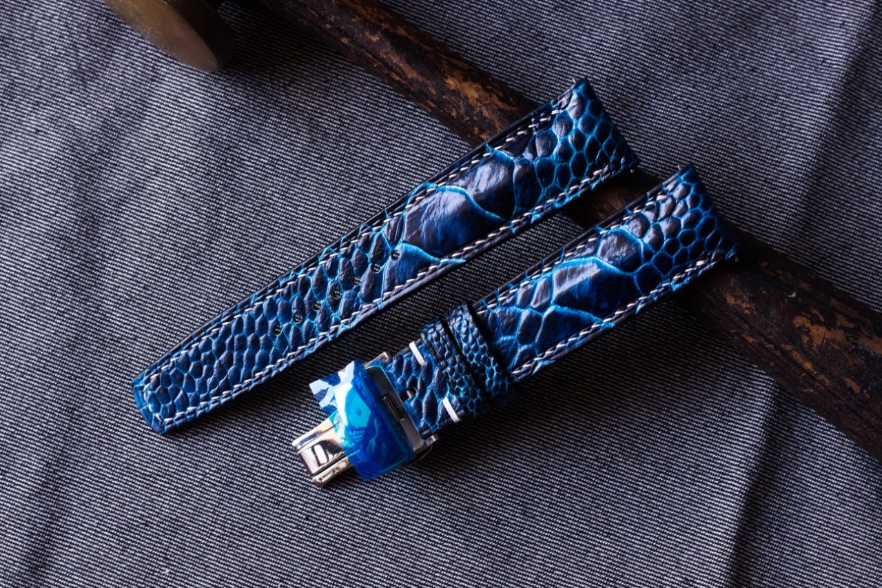 (Customizable, multiple size) Ostrich leg skin handmade watch straps - $89.99+