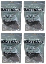( LOT 4 ) B.BUDDIES CharcoaLinfused Floss Picks 75-ct/pack= Total 300 Floss - €21,17 EUR