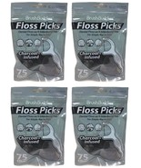 ( LOT 4 ) B.BUDDIES CharcoaLinfused Floss Picks 75-ct/pack= Total 300 Floss - $465.69 MXN