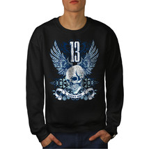 Wellcoda Lucky Thirteen Skull Mens Sweatshirt, Dark Casual Pullover Jumper - £24.11 GBP+