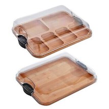 Charcuterie Boards Serving Platters For Serving Wood Trays Large With Lids 2 Pk~ - £45.61 GBP