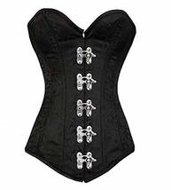 Sexy Black Corset Longline Overbust Brocade Gothic Steampunk Halloween Costume - £39.86 GBP