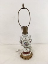 Vtg French Provincial Urn Style Cast Iron Base Porcelain Nightstand Desk Lamp - £38.01 GBP
