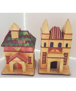 VTG Wheat Straw Balsa Wood Marquetry Victorian House Ornament Box Villag... - €33,43 EUR