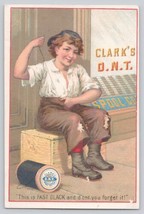 Victorian Trade Card Clark&#39;s O.N.T. Spool Cotton Child Seamstress - $9.51