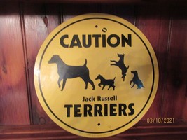 JACK RUSSELL TERRIER ALUMINUM  CAUTION CROSSING SIGN - £7.45 GBP