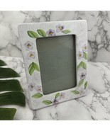 Vintage Y2k Ceramic Picture Frame Purple White Sponge Painted Cottagecore - $24.74
