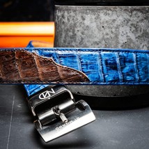 Marco Di Milano Genuine Caiman Back & Belly Exotic Belt Luciano Navy / Brown image 8