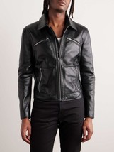 Stylish Men&#39;s Black Genuine Lambskin Leather Jacket New Casual Biker Handmade - £86.88 GBP+
