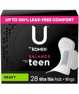 U by Kotex Balance Teen Ultra Thin Pads Heavy Absorbency 28 Count - €6,44 EUR