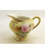 Porcelain Cream Pitcher, Broad Spout, Ear Handle, Rose Blooms, Vintage G... - $20.03 CAD