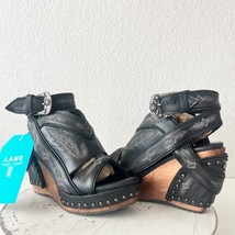 Lane Boots LEXINGTON Womens Black Wedges 6 Western Sandals Cowgirl Woode... - $173.25