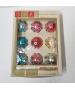 9 Franke Glass Ball Christmas Ornaments Glitter Pink Blue Gold Silver Vi... - £13.76 GBP