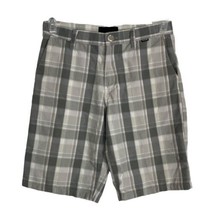 Hurley Mens Shorts Size 28 Gray Plaid Pockets Skating Board 10&quot; Inseam - $19.50
