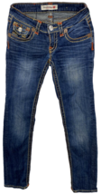 Bisou Deve Jeans Womens Size 5 Dark Wash Low Rise Straight Denim Flap Pockets - £22.43 GBP