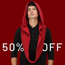 Deep Red Assassin Infinity Scarf Hood Cowl Scarf Snood Hoodie Costume Co... - £22.30 GBP